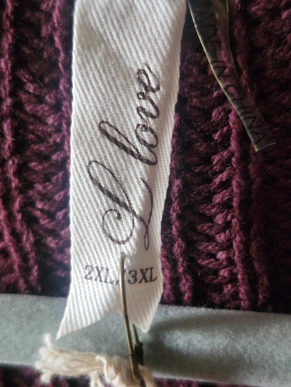 L Love Burgundy Cable Knit Open Front Cardigan 2X/3X Plus Size Contemporary Cozy - Picture 3 of 8